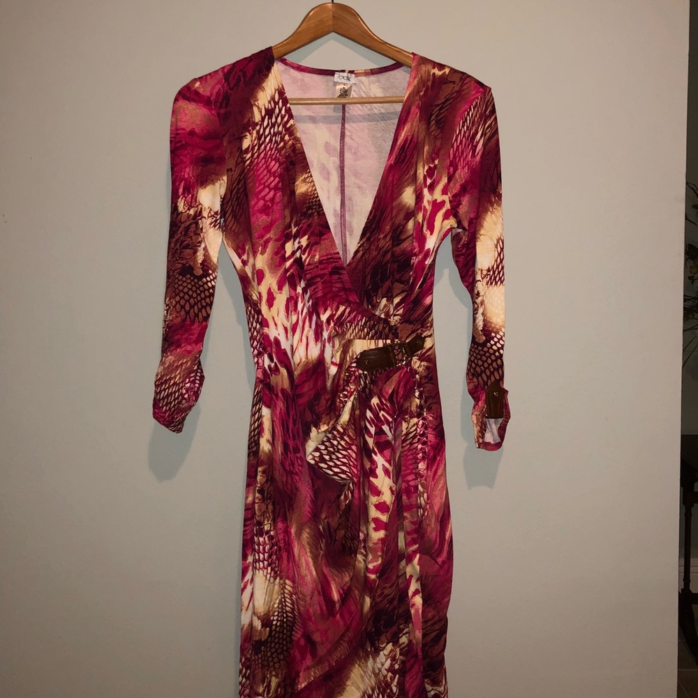 Cache dress with wrap belt